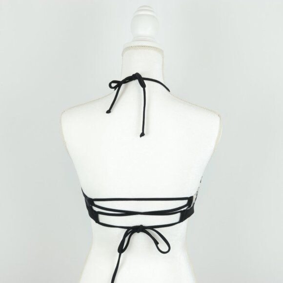 Athleta Polynesia Women's XS Black Floral High Neck Halter Bikini Swim Top - Picture 3 of 5